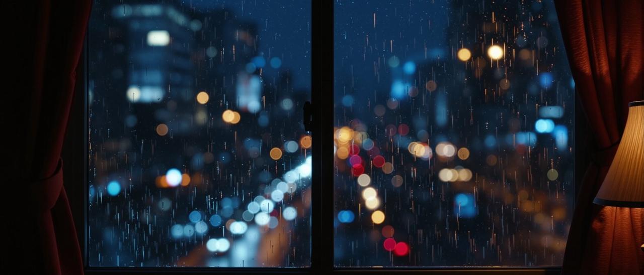 重逢关系阶段片单横幅，城市夜景窗景