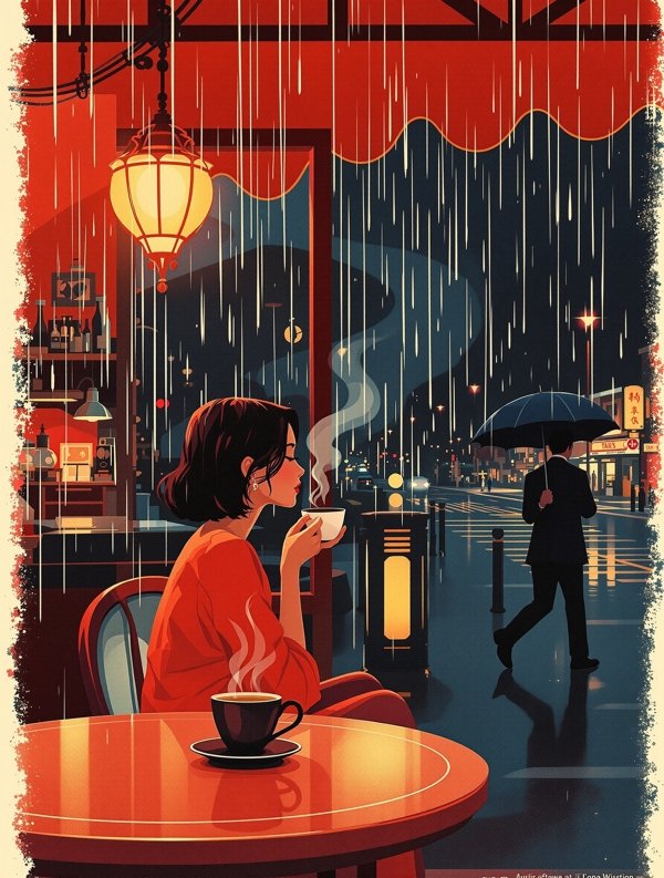 影片《雨天咖啡馆》海报,发生在台北的爱情电影作品